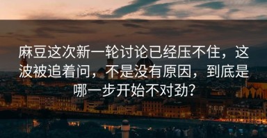 麻豆这次新一轮讨论已经压不住，这波被追着问，不是没有原因，到底是哪一步开始不对劲？