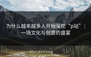 为什么越来越多人开始深挖“p站”：一场文化与创意的盛宴