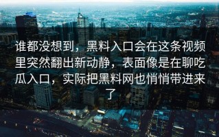 谁都没想到，黑料入口会在这条视频里突然翻出新动静，表面像是在聊吃瓜入口，实际把黑料网也悄悄带进来了