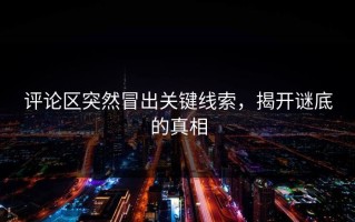 评论区突然冒出关键线索，揭开谜底的真相