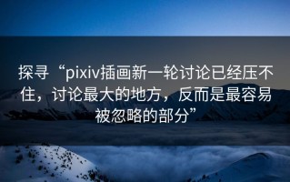 探寻“pixiv插画新一轮讨论已经压不住，讨论最大的地方，反而是最容易被忽略的部分”