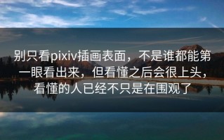 别只看pixiv插画表面，不是谁都能第一眼看出来，但看懂之后会很上头，看懂的人已经不只是在围观了