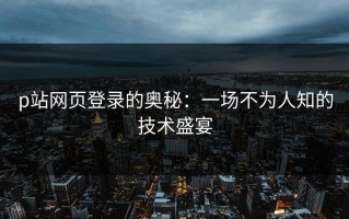 p站网页登录的奥秘：一场不为人知的技术盛宴