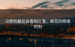 没想到最后会看到这里，麻豆的辉煌时刻