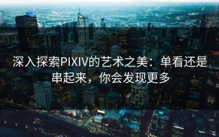 深入探索PIXIV的艺术之美：单看还是串起来，你会发现更多