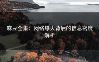 麻豆全集：网络爆火背后的信息密度解析