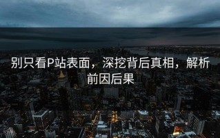 别只看P站表面，深挖背后真相，解析前因后果