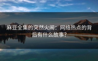 麻豆全集的突然火闹：网络热点的背后有什么故事？