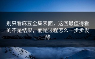 别只看麻豆全集表面，这回最值得看的不是结果，而是过程怎么一步步发酵