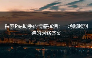探索P站助手的情感挥洒：一场超越期待的网络盛宴