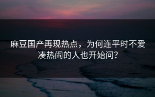 麻豆国产再现热点，为何连平时不爱凑热闹的人也开始问？