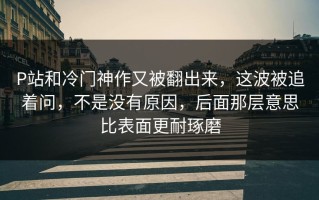 P站和冷门神作又被翻出来，这波被追着问，不是没有原因，后面那层意思比表面更耐琢磨