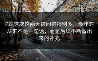 P站这次这两天被问得特别多，最炸的从来不是一句话，而是后续不断冒出来的补充