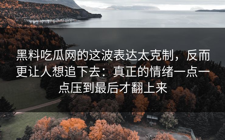 黑料吃瓜网的这波表达太克制，反而更让人想追下去：真正的情绪一点一点压到最后才翻上来-第1张图片-p站搬运工影视网 | p站网页版推荐站