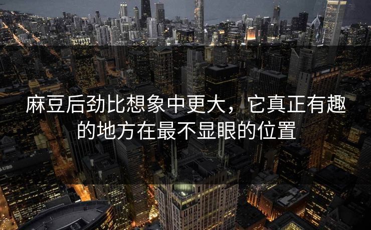 麻豆后劲比想象中更大，它真正有趣的地方在最不显眼的位置-第1张图片-p站搬运工影视网 | p站网页版推荐站