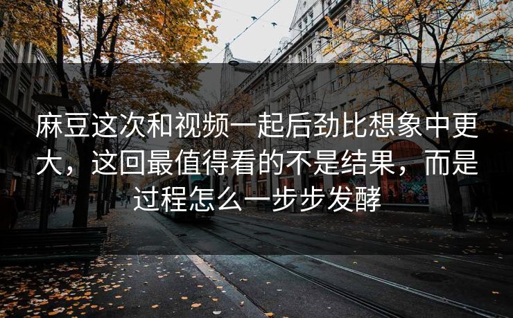 麻豆这次和视频一起后劲比想象中更大，这回最值得看的不是结果，而是过程怎么一步步发酵-第1张图片-p站搬运工影视网 | p站网页版推荐站